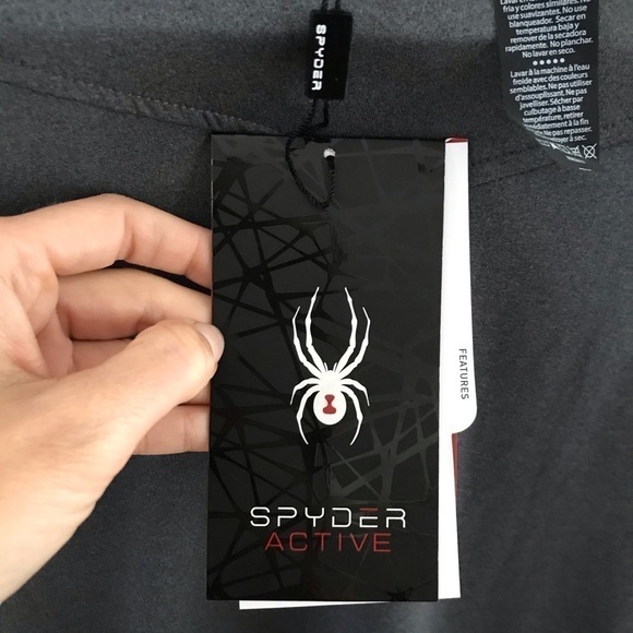 Spyder Active Gray and Black Webbed ProW B BREATHABLE Workout T Shirt - Picture 5 of 9